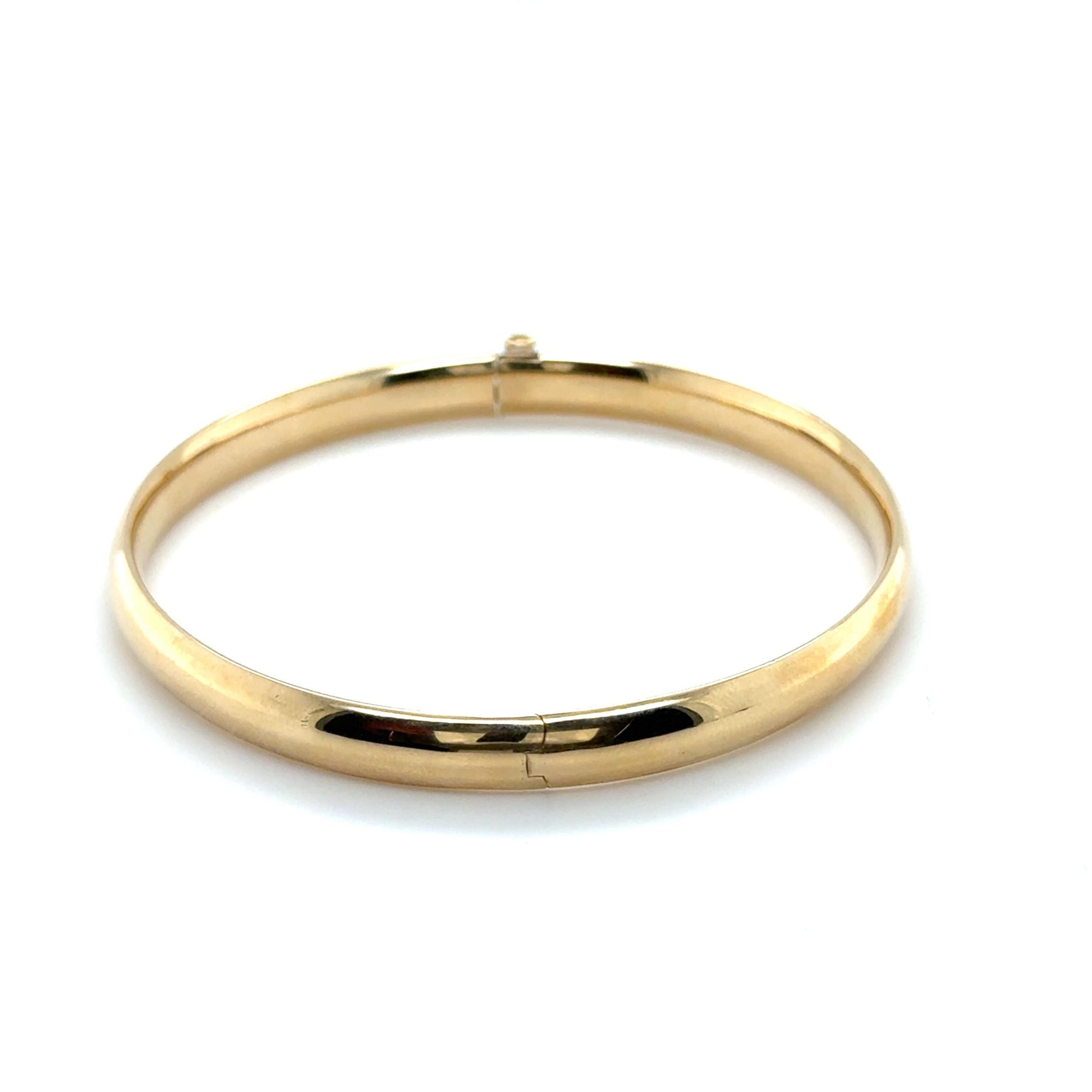 10K Yellow Gold 6mm Polished Bangle, Tube Bracelet, 7" or 8" Stackable