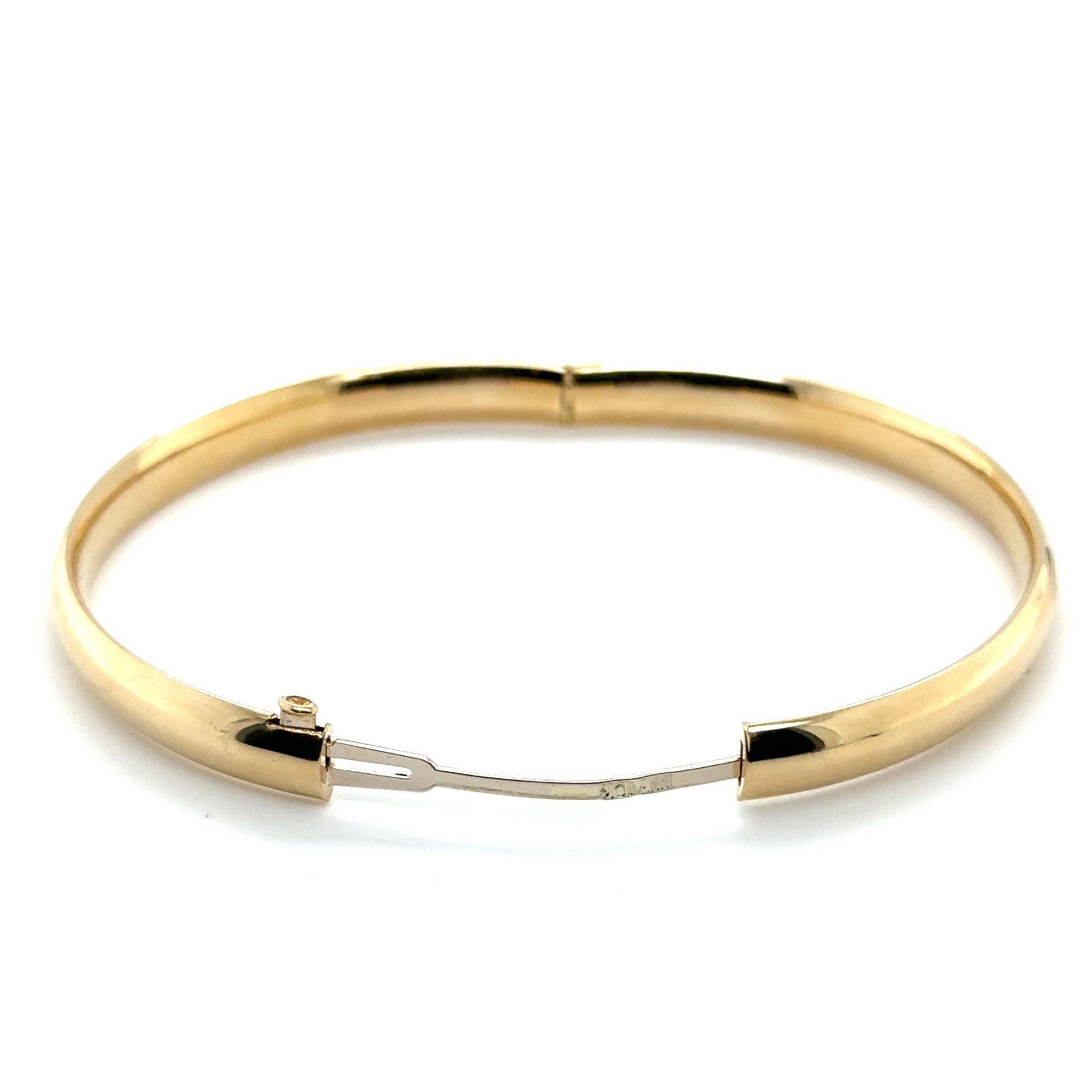10K Yellow Gold 6mm Polished Bangle, Tube Bracelet, 7" or 8" Stackable