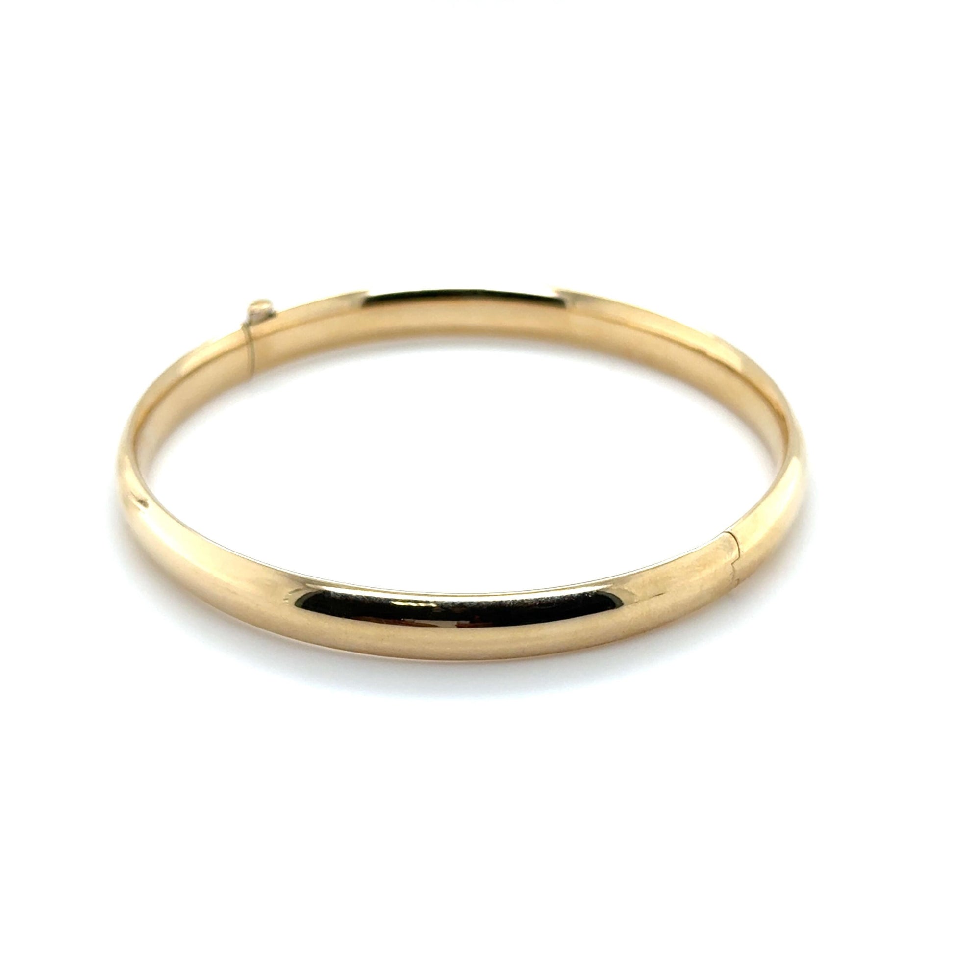10K Yellow Gold 6mm Polished Bangle, Tube Bracelet, 7" or 8" Stackable