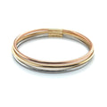 14K Tri-Color Gold Triple Row Stretch Mesh Bangle, 8.7mm, Size 7.5