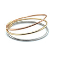 14K Tri-Color Gold Triple Row Stretch Mesh Bangle, 8.7mm, Size 7.5