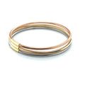 14K Tri-Color Gold Triple Row Stretch Mesh Bangle, 8.7mm, Size 7.5
