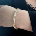 14K Tri-Color Gold Triple Row Stretch Mesh Bangle, 8.7mm, Size 7.5