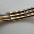 14K Tri-Color Gold Triple Row Stretch Mesh Bangle, 8.7mm, Size 7.5