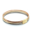 14K Tri-Color Gold Triple Row Stretch Mesh Bangle, 8.7mm, Size 7.5