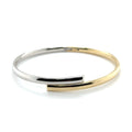 14K Two Tone Bypass Bangle, Yellow/White Gold Crossover, Minimalist Jewelry