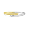 14K Two Tone Bypass Bangle, Yellow/White Gold Crossover, Minimalist Jewelry