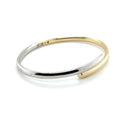14K Two Tone Bypass Bangle, Yellow/White Gold Crossover, Minimalist Jewelry