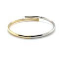 14K Two Tone Bypass Bangle, Yellow/White Gold Crossover, Minimalist Jewelry