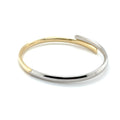 14K Two Tone Bypass Bangle, Yellow/White Gold Crossover, Minimalist Jewelry