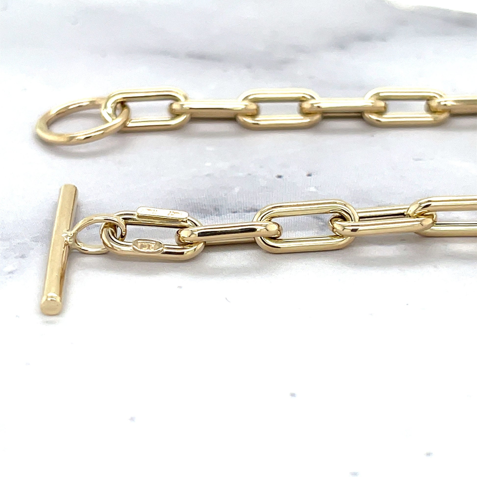 14K Yellow Gold 18.5" Polished Paperclip Necklace 5mm Toggle Clasp, Women