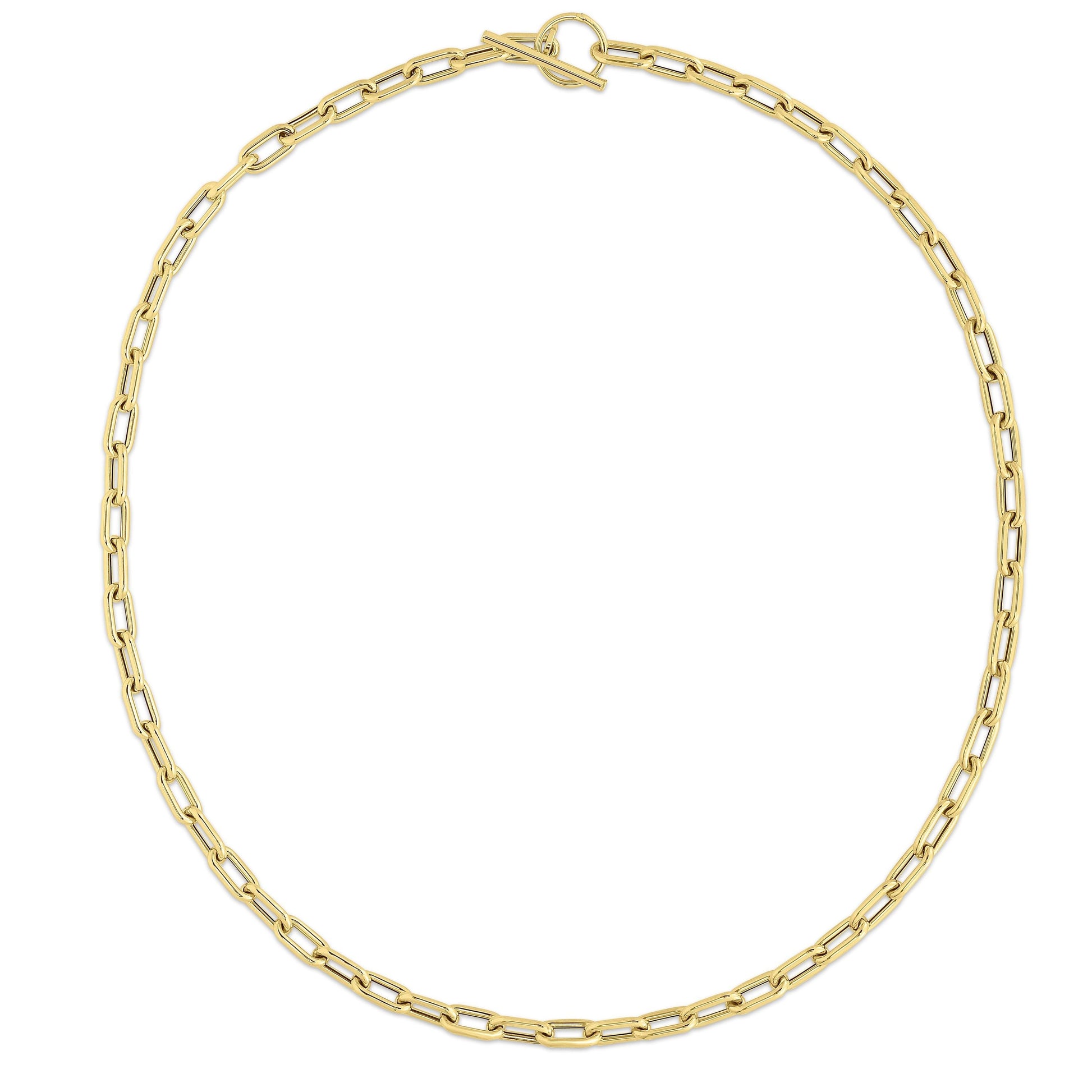 14K Yellow Gold 18.5" Polished Paperclip Necklace 5mm Toggle Clasp, Women