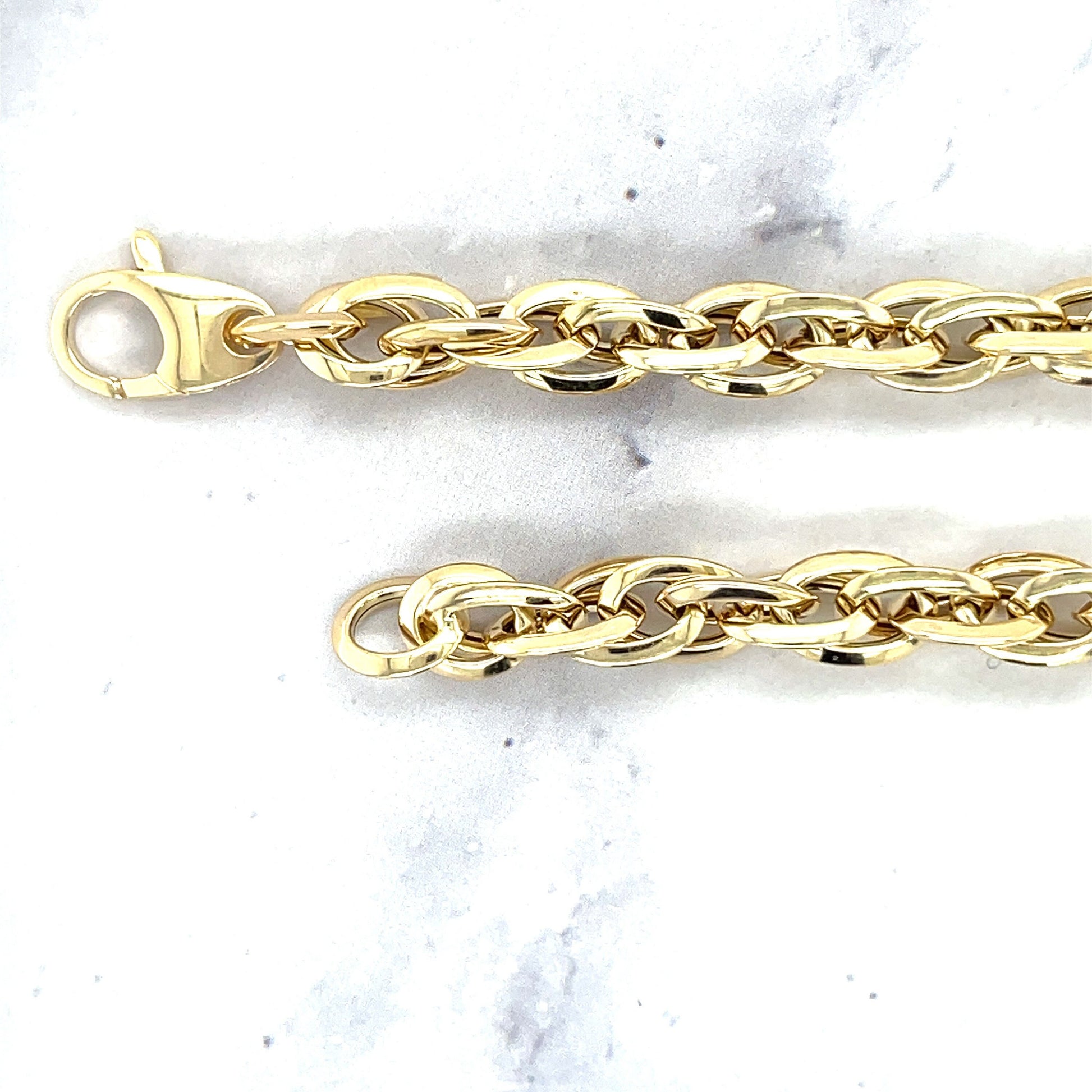 14K Yellow Gold 18" Graduating Double Oval Link Chain, 7-10mm, Women's Necklace
