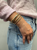 14K Yellow Gold 3.4mm Lightweight Textured Stretch Mesh Bangle, Women