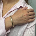 14K Yellow Gold 3.4mm Lightweight Textured Stretch Mesh Bangle, Women