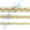 14K Yellow Gold Double Link Charm Bracelet, 7.25