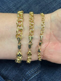 14K Yellow Gold Double Link Charm Bracelet, 7.25
