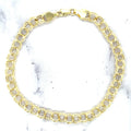 14K Yellow Gold Double Link Charm Bracelet, 7.25