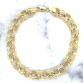 14K Yellow Gold Double Link Charm Bracelet, 7.25