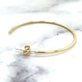 14K Yellow Gold 40mm C Hoop Earrings: Thin Hollow Circle, Push Back Closure