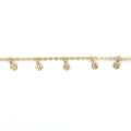14K Yellow Gold Circle Dangle Choker Necklace, 16