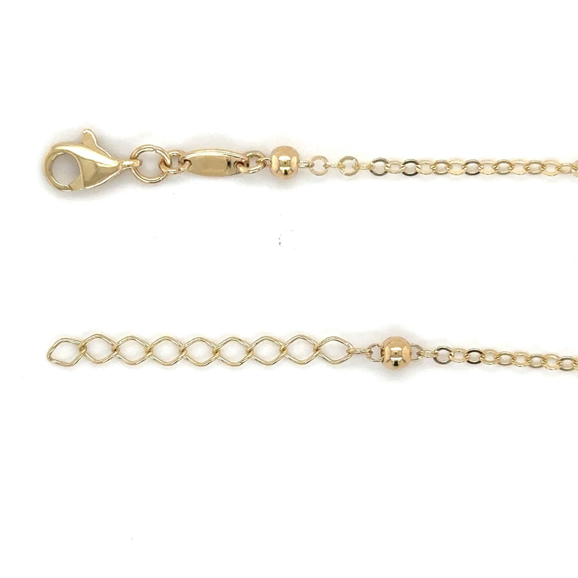14K Yellow Gold Circle Dangle Choker Necklace, 16" w/ 2" ext, Real Gold, Women