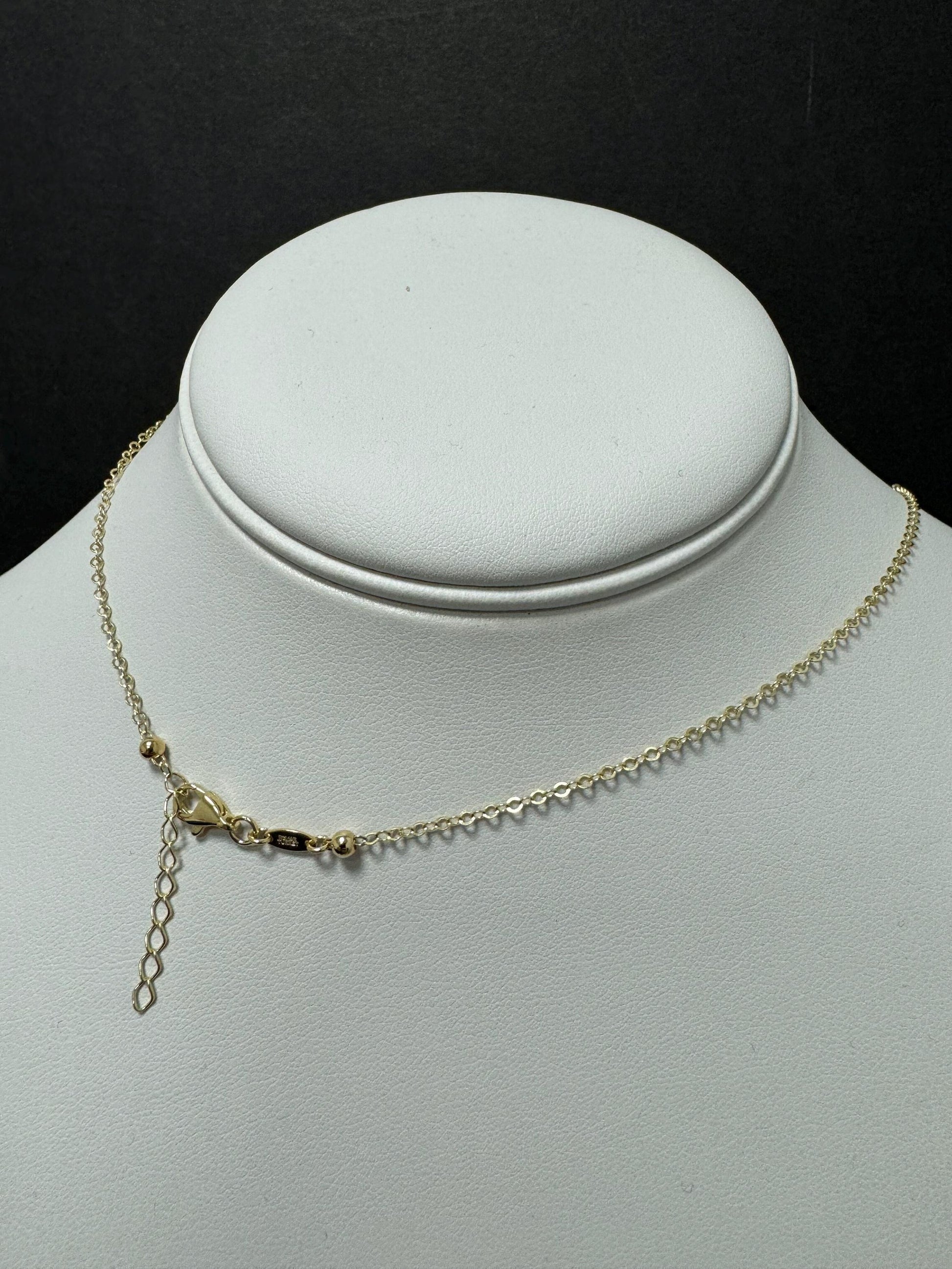 14K Yellow Gold Circle Dangle Choker Necklace, 16" w/ 2" ext, Real Gold, Women