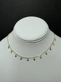 14K Yellow Gold Circle Dangle Choker Necklace, 16