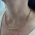 14K Yellow Gold Long Bar Link Necklace | Minimalist Fine Jewelry Gift for Her