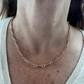 14K Yellow Gold Long Bar Link Necklace | Minimalist Fine Jewelry Gift for Her