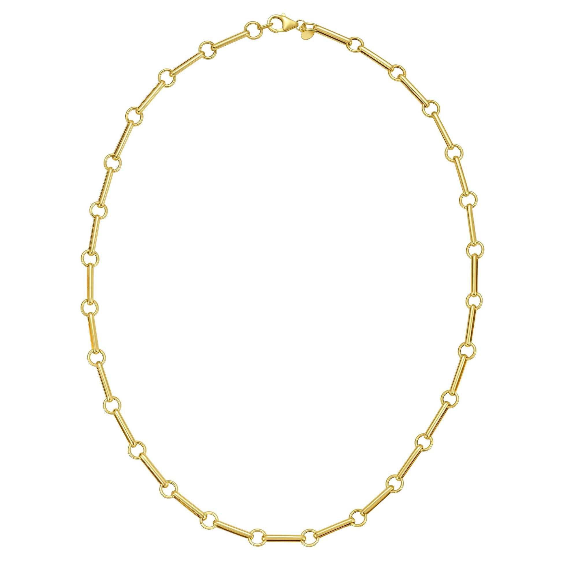 14K Yellow Gold Long Bar Link Necklace | Minimalist Fine Jewelry Gift for Her