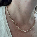 14K Yellow Gold Long Bar Link Necklace | Minimalist Fine Jewelry Gift for Her