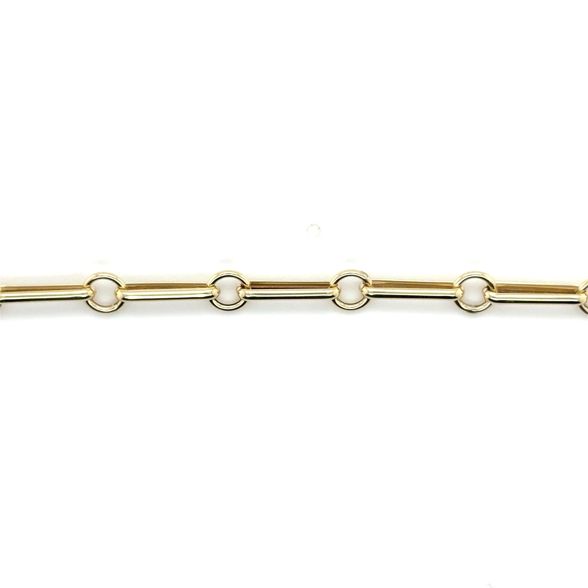 14K Yellow Gold Long Bar Link Necklace | Minimalist Fine Jewelry Gift for Her