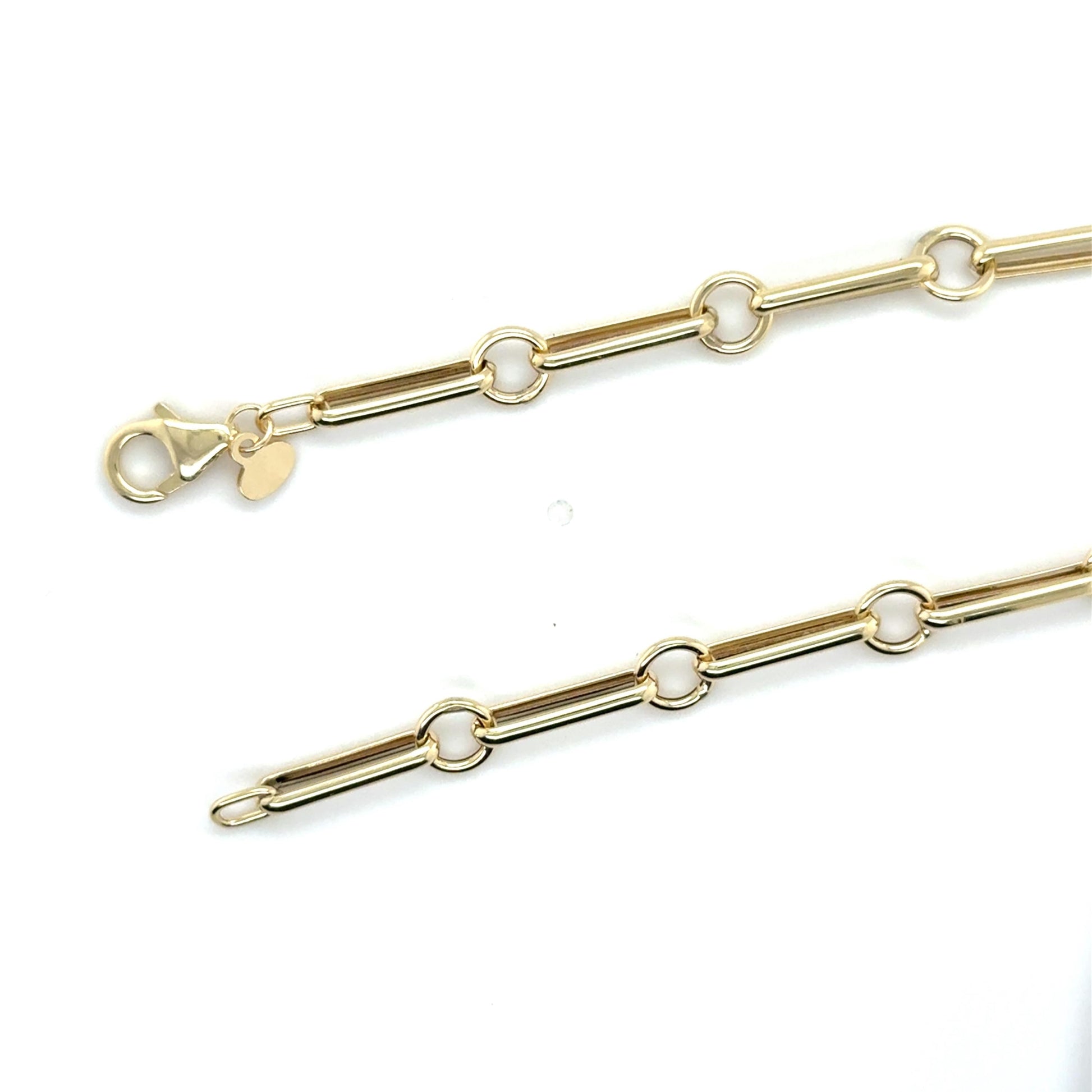 14K Yellow Gold Long Bar Link Necklace | Minimalist Fine Jewelry Gift for Her
