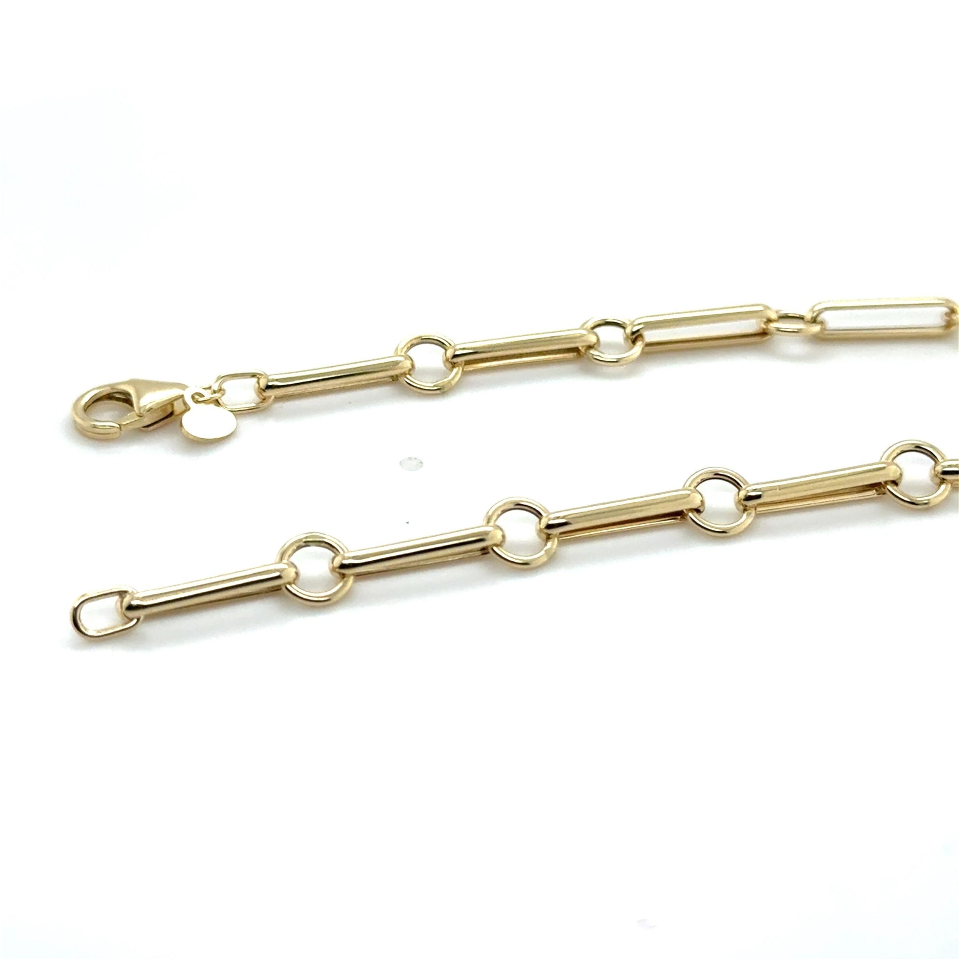 14K Yellow Gold Long Bar Link Necklace | Minimalist Fine Jewelry Gift for Her