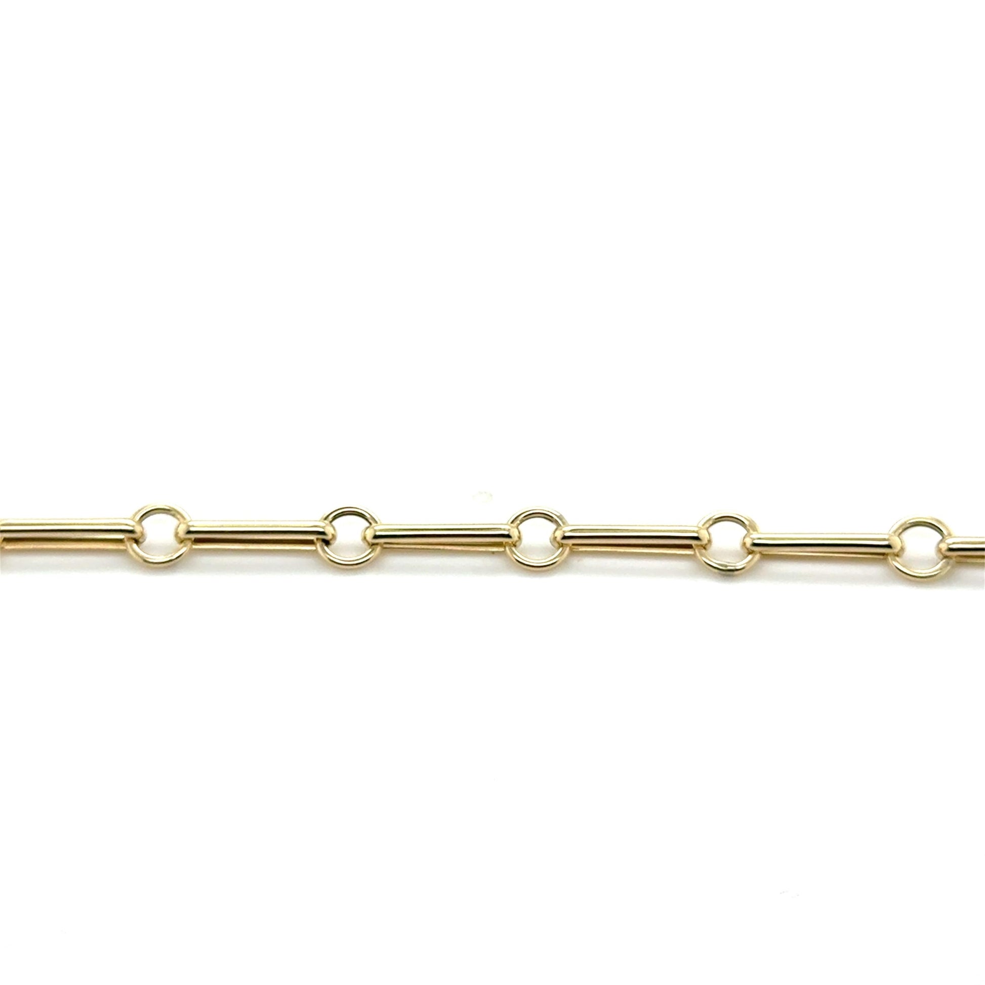 14K Yellow Gold Long Bar Link Necklace | Minimalist Fine Jewelry Gift for Her