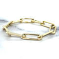 14K Gold Paperclip Chain Bracelet: Chunky Hollow Links, Invisible Clasp
