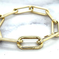 14K Gold Paperclip Chain Bracelet: Chunky Hollow Links, Invisible Clasp