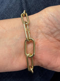 14K Gold Paperclip Chain Bracelet: Chunky Hollow Links, Invisible Clasp