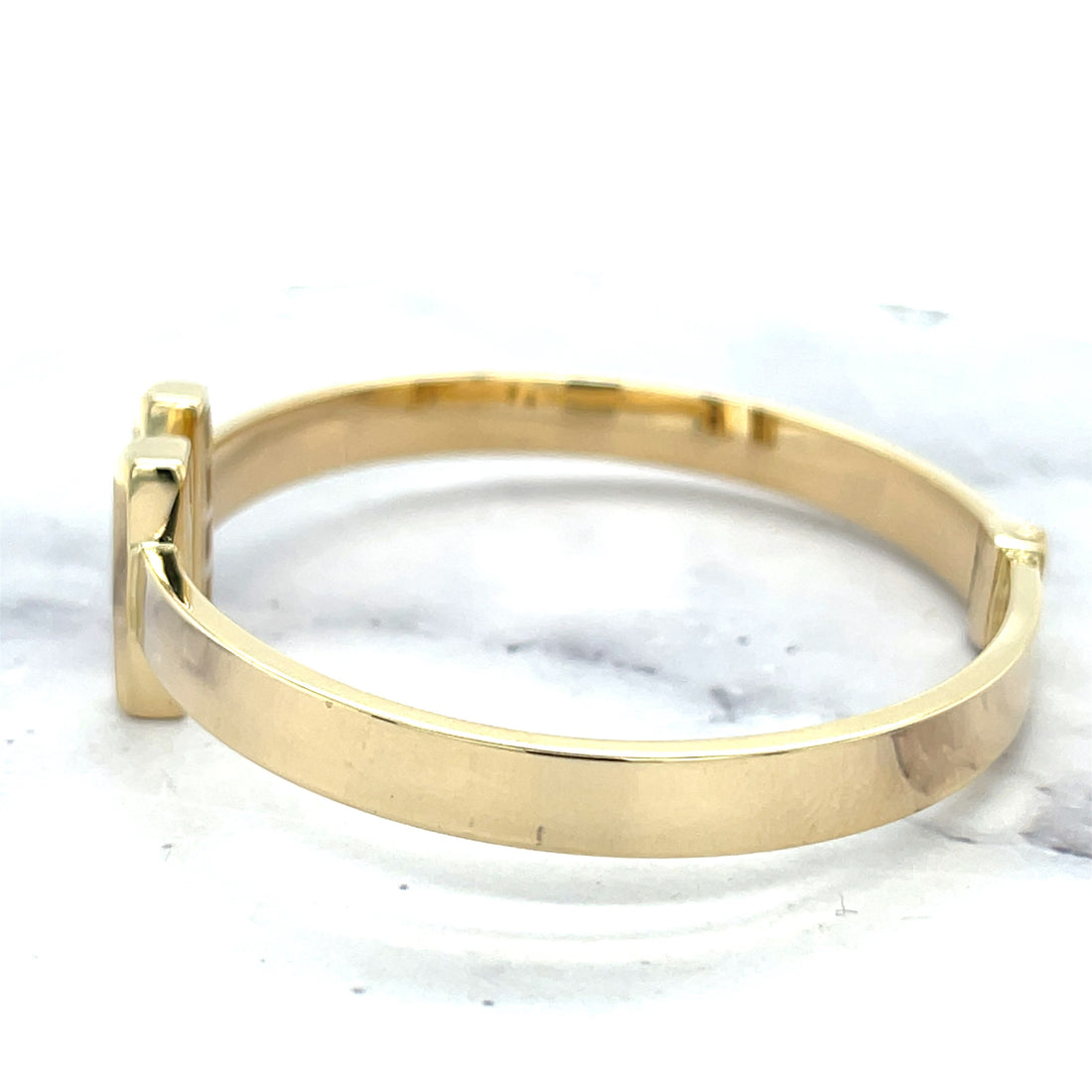 14K Yellow Gold Polished 6mm Bar Cuff Bangle