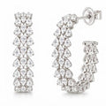 14K White Gold Rose Cut Pear Shape Diamond Cluster C - Hoop Earrings- 3.21 CTW