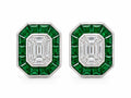 18K Gold Earrings with 1.05ct Emerald-Cut Diamond & Tsavorite Halo