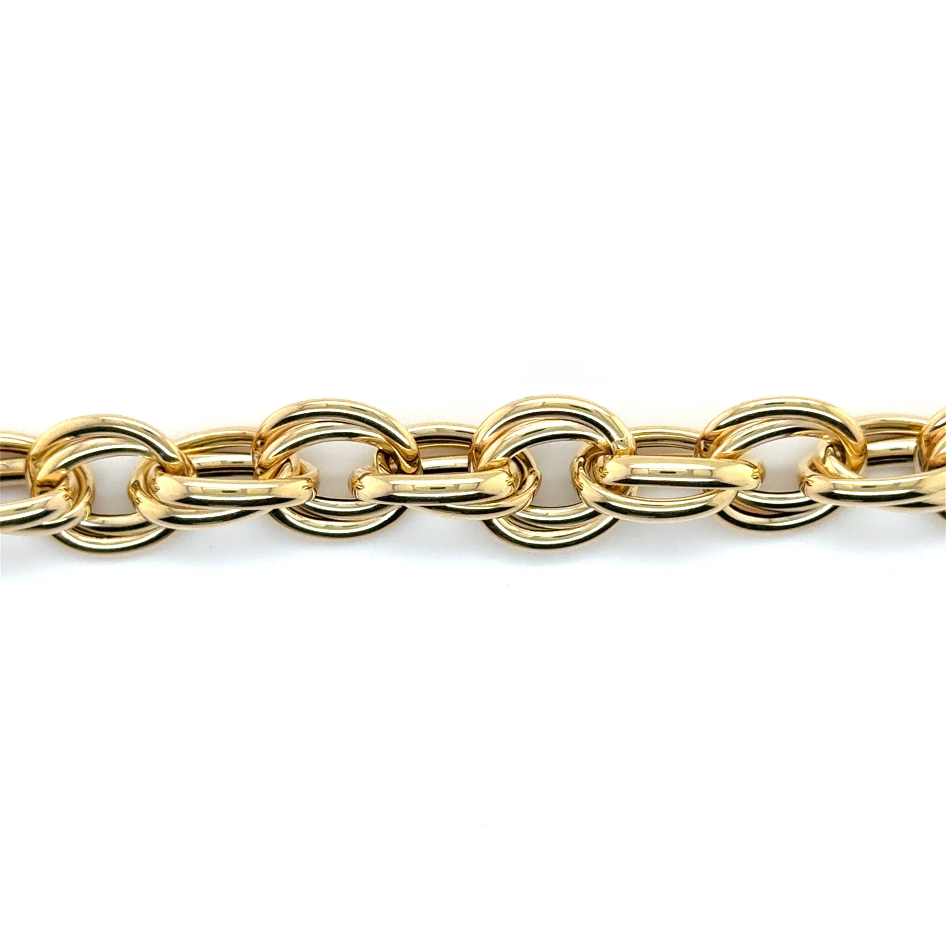 14K Yellow Gold 8" Polished Round Double Link Bracelet, Women