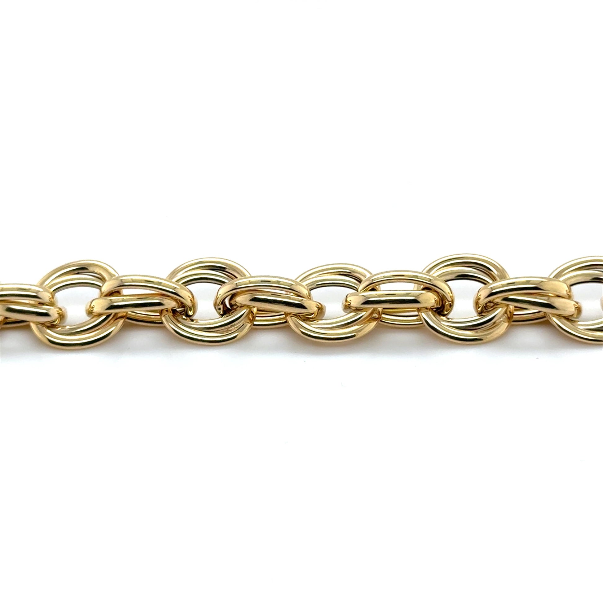14K Yellow Gold 8" Polished Round Double Link Bracelet, Women