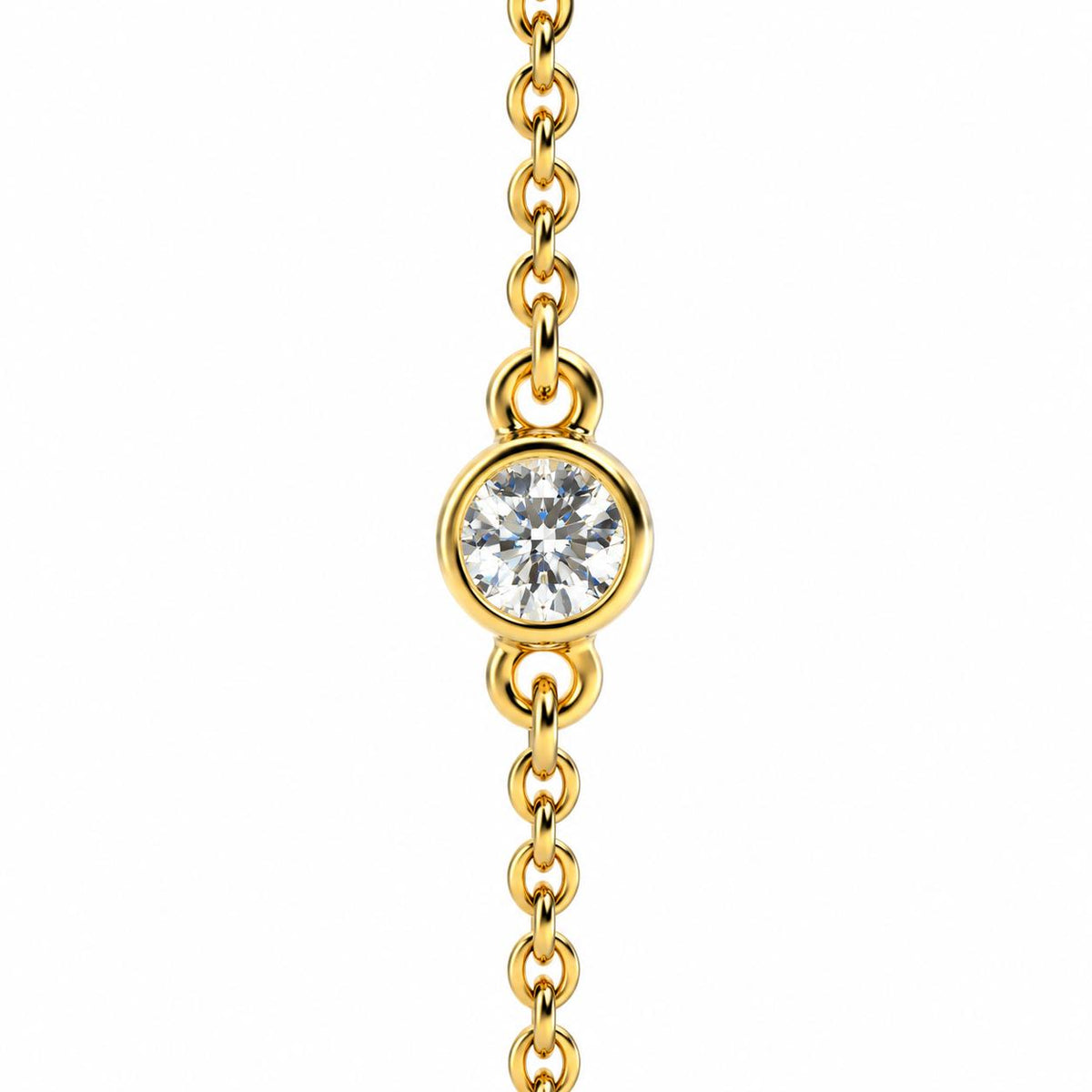 14K Yellow Gold 2.00 CTW Diamond Bezel Station Necklace, 16"