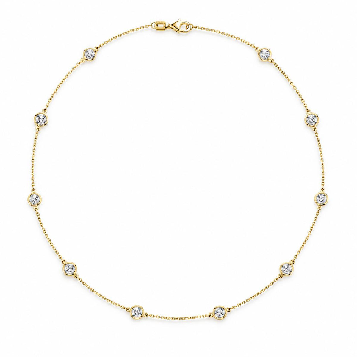 14K Yellow Gold 2.00 CTW Diamond Bezel Station Necklace, 16"