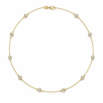 14K Yellow Gold 2.00 CTW Diamond Bezel Station Necklace, 16"