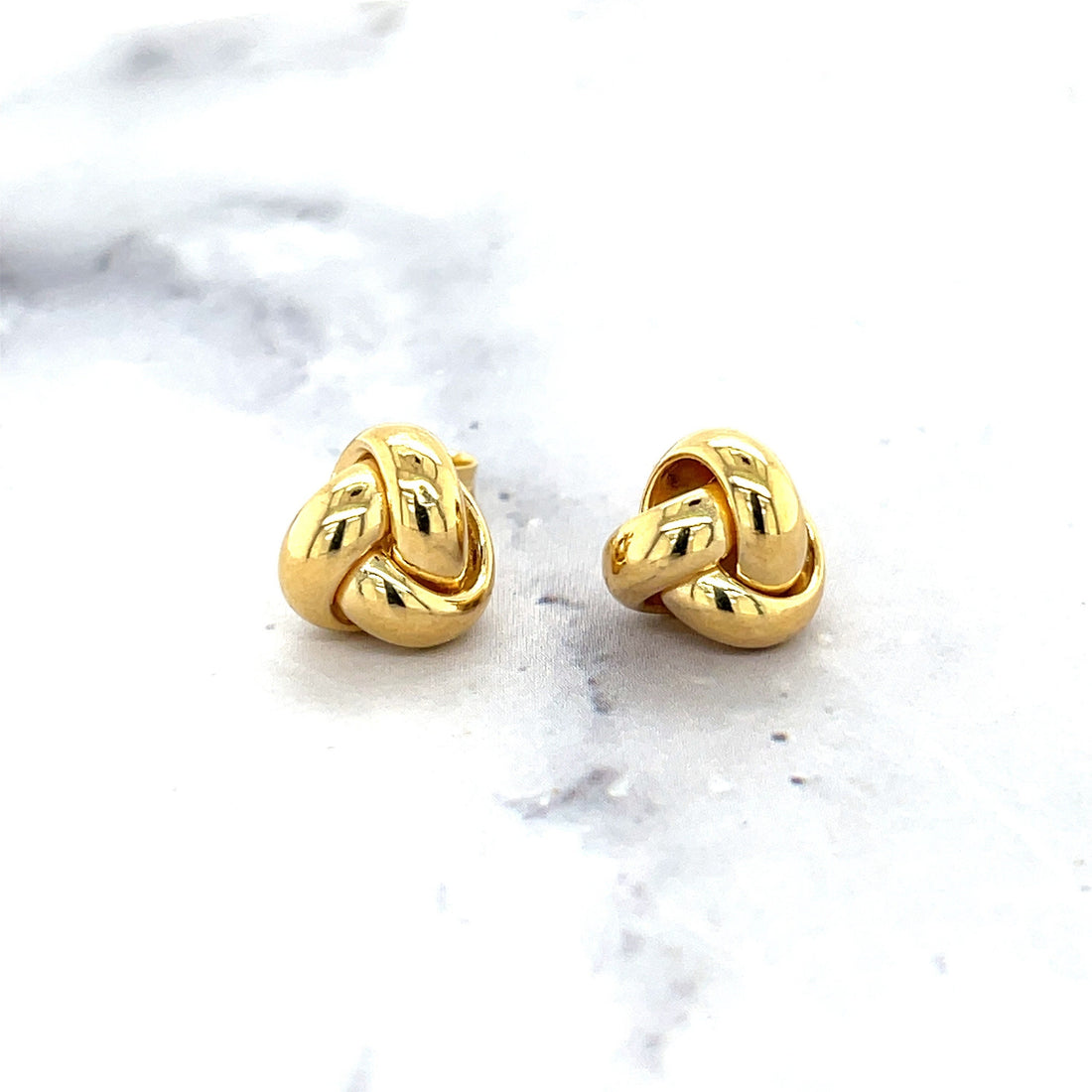 Love Knot Stud Earrings, 14K Yellow Gold, 7mm & 9mm, Secure Push Back