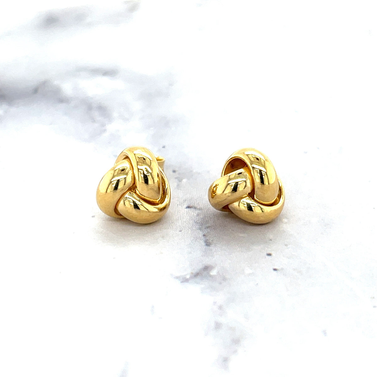 Love Knot Stud Earrings, 14K Yellow Gold, 7mm & 9mm, Secure Push Back