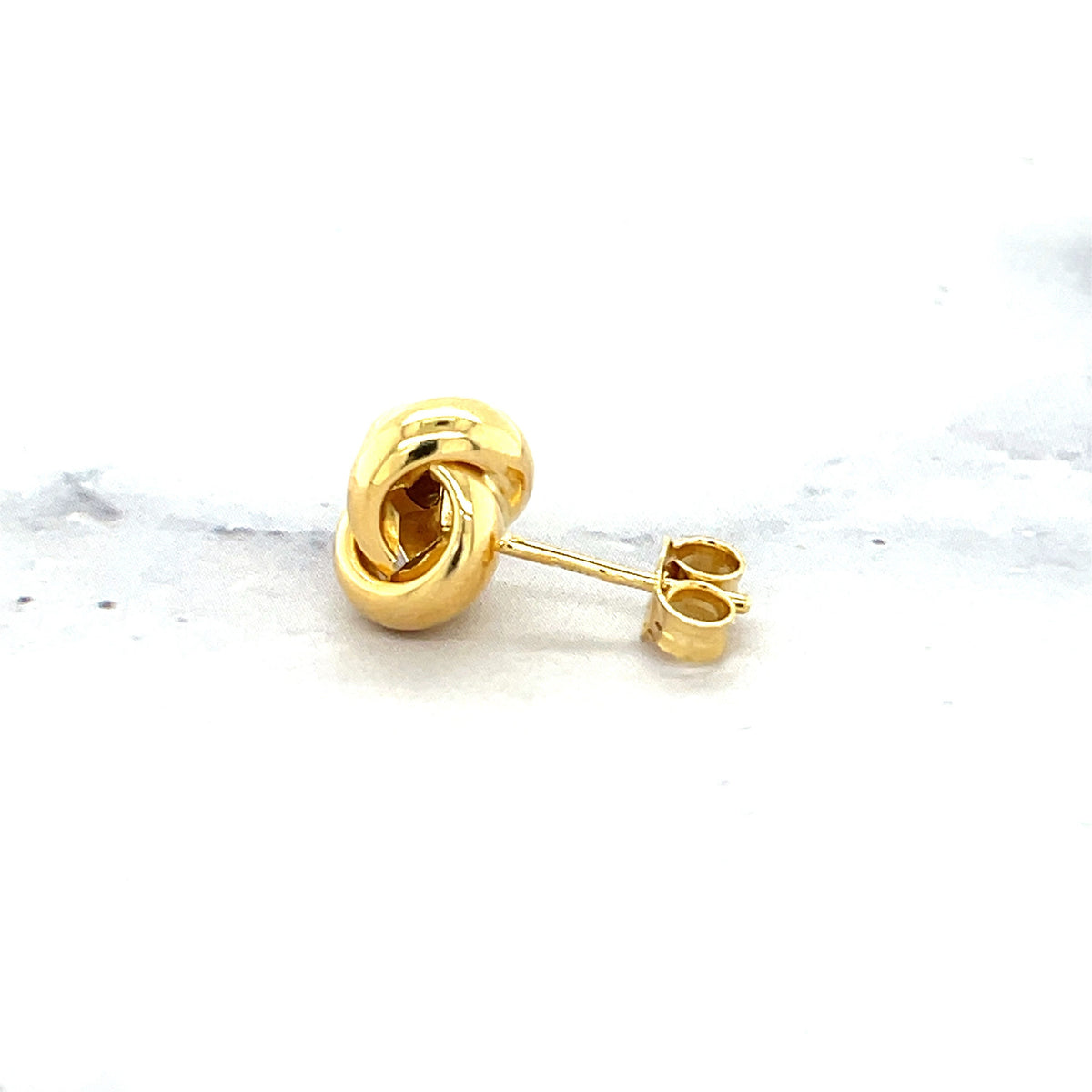 Love Knot Stud Earrings, 14K Yellow Gold, 7mm & 9mm, Secure Push Back